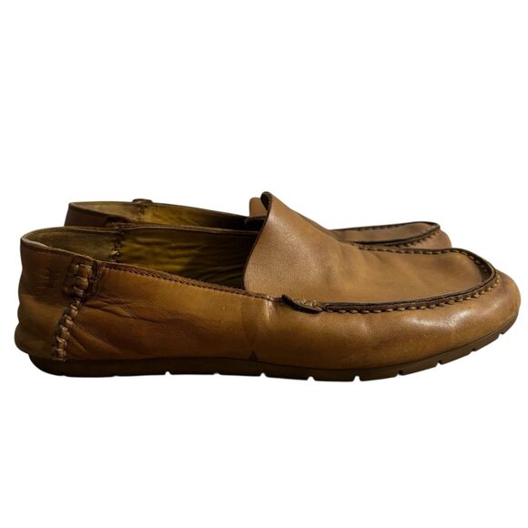 Frye Loafers Mens Size 9.5 Mesa Venetian Cognac Leather Driving Shoes Preppy